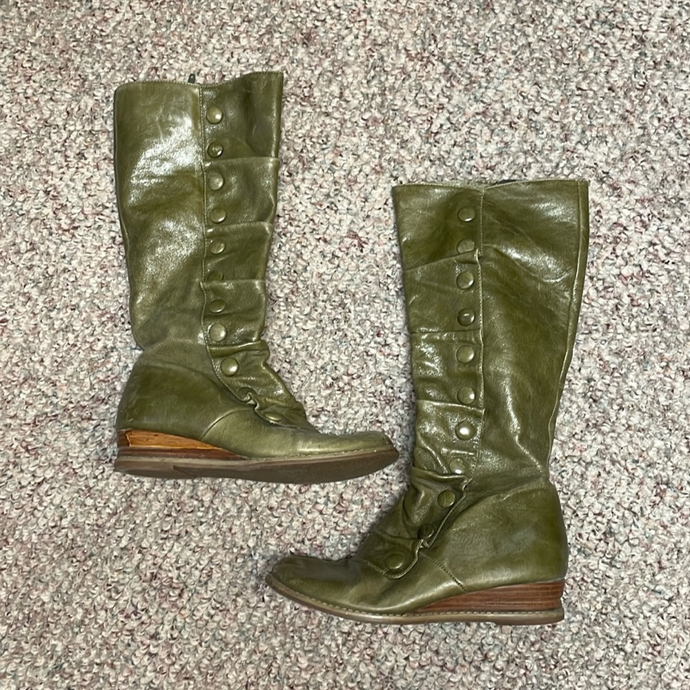 Miz mooz bloom button adorned high boots with fleece lining